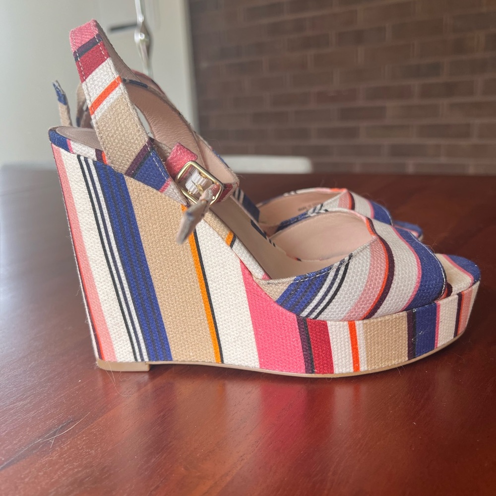 Kate Spade Colorful Striped Wedge Sandals